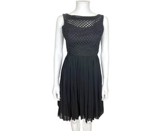 Vintage 1960 Cocktailkleid Seide Chiffon Bombshell 24 ”Taille