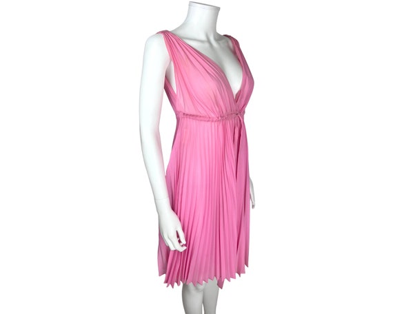 Vintage 1960s Barbiecore Pink Nightie Dress Pleat… - image 3