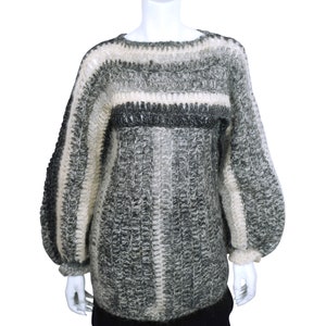 Vintage 1970s  Wool Pullover Sweater Open Weave Crochet Knit Italy VFG