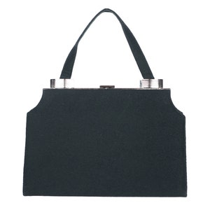 Vintage 1950s Black Wool Felt Handbag Purse Mastercraft Made in Canada