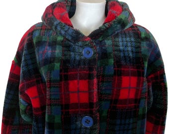Vintage 1980s Donnybrook Faux Fur Coat Plaid Pattern Size M - Etsy