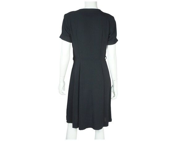 Vintage 1940s 50s Black Rayon Crepe Dress Size M … - image 3