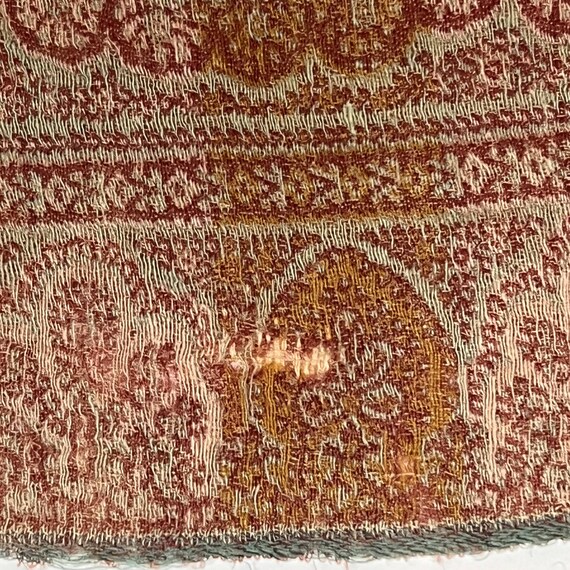 Antique Victorian Paisley Shawl Woven Wool Mid 19… - image 8