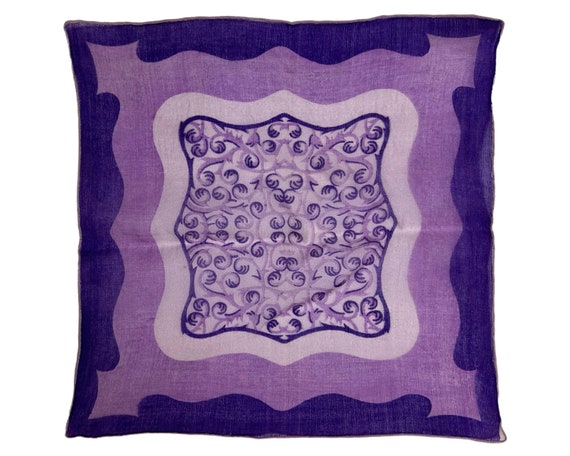 1930s Art Deco Handkerchief Purple Silk Chiffon S… - image 1