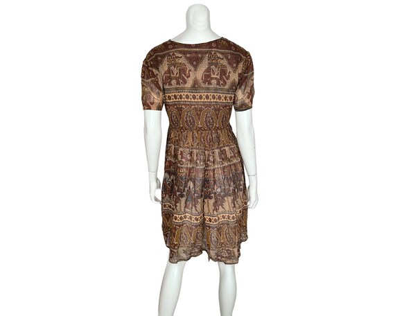 Vintage 1970s Indian Gauze Cotton Dress Elephant … - image 5