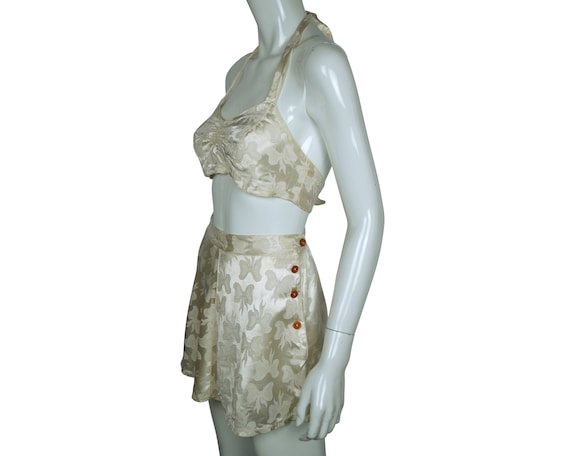 Vintage 1940s Bombshell Pinup Girl Play Suit Set T