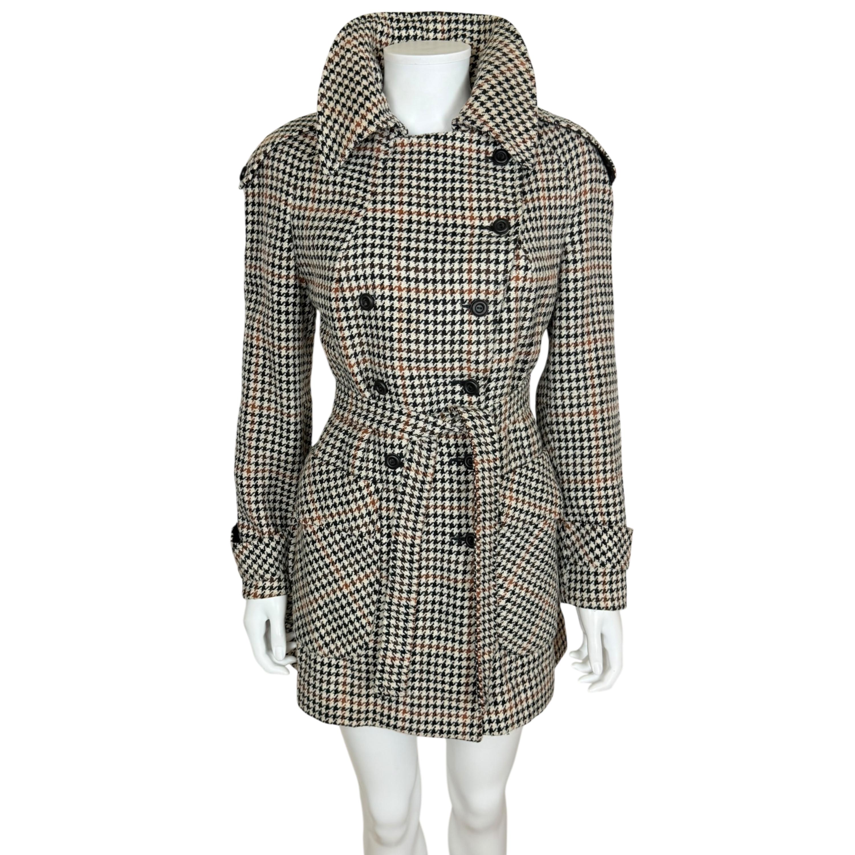 ジャケット・アウター MSGM Houndstooth Ruffle Trench Coat Amazon.com: MakeMeChic Women's Houndstooth Blazer Mock Neck Full