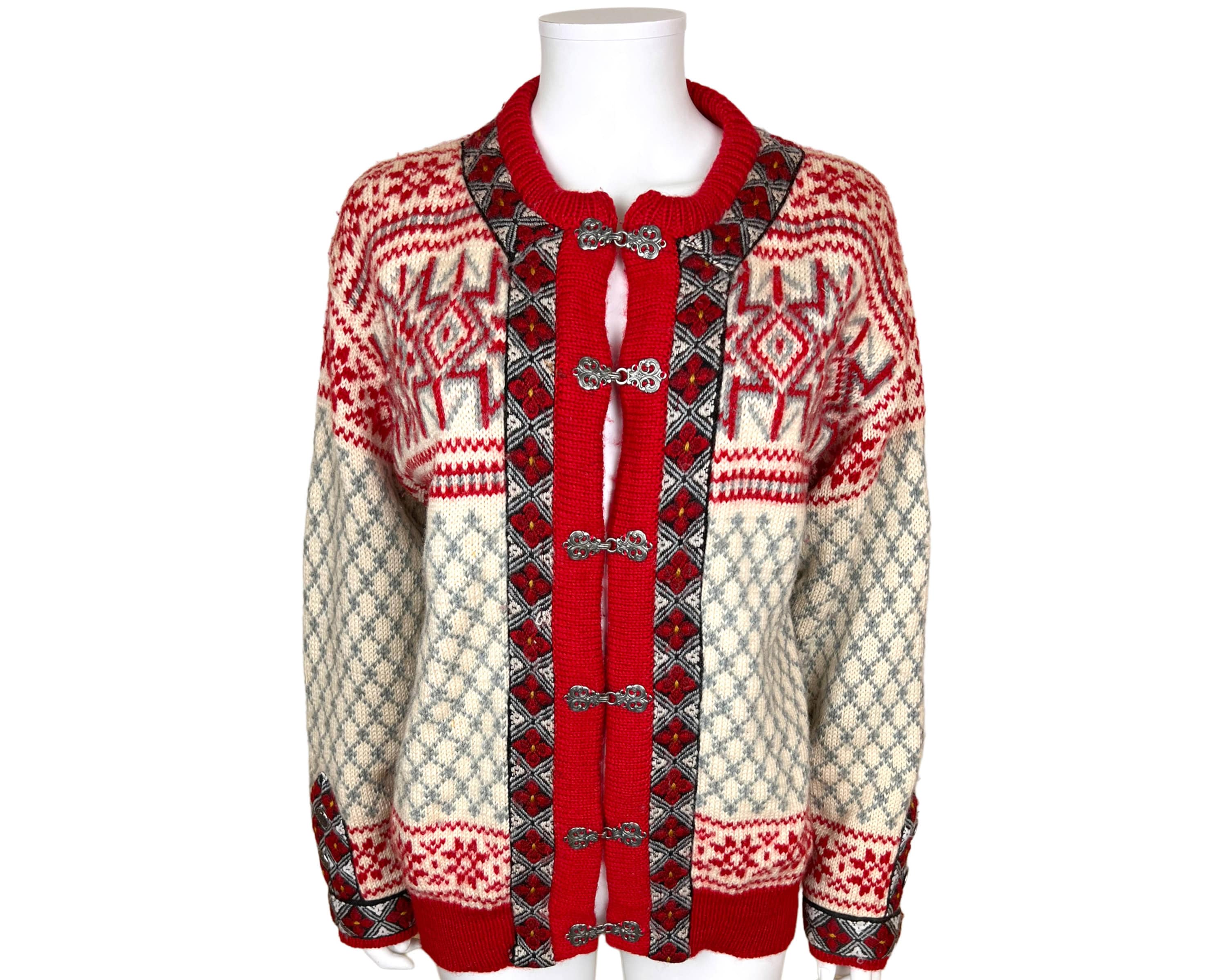 DALE of NORWAY Clasp Cardigan Sweater Nordic Snowflak… - Gem