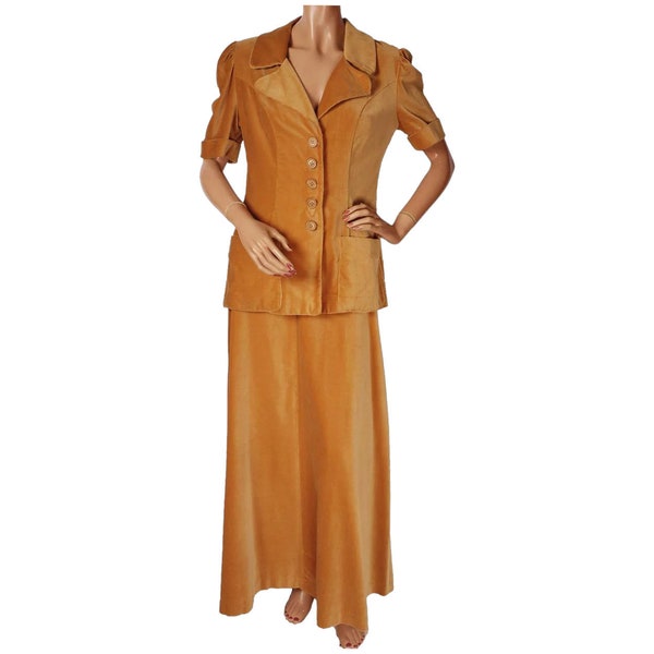 Vintage 1960s Velvet Maxi Skirt Suit by Margaret Godfrey for Bagatelle Size M - VFG