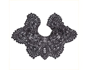 Victorian Black Lace Collar - Antique Hand Made Lace - VFG