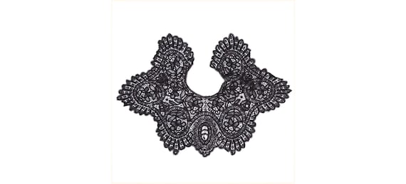 Victorian Black Lace Collar - Antique Hand Made La