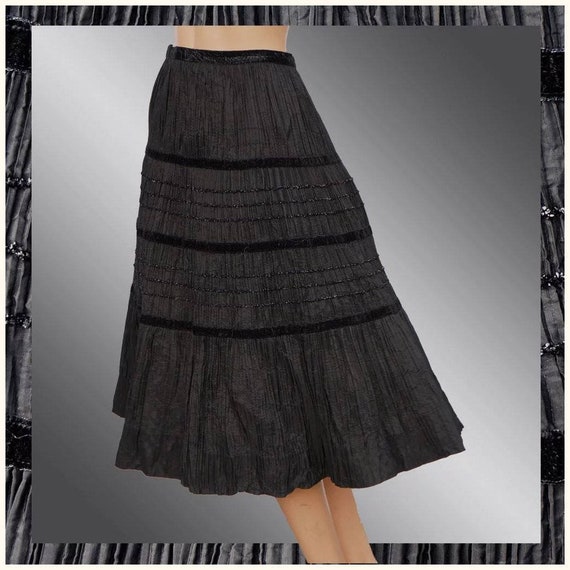 1940s Black Rayon Taffeta Pleated Skirt - VFG - image 6