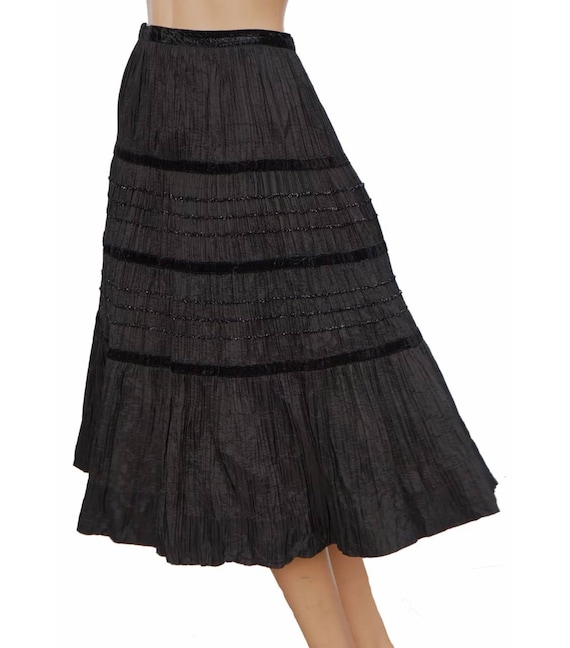 1940s Black Rayon Taffeta Pleated Skirt - VFG - image 3