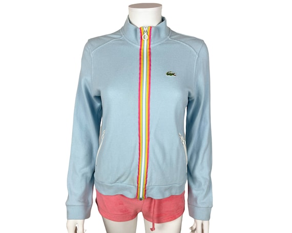 Vintage Lacoste Zip up Sweatshirt Blue Cotton Ladies French Size