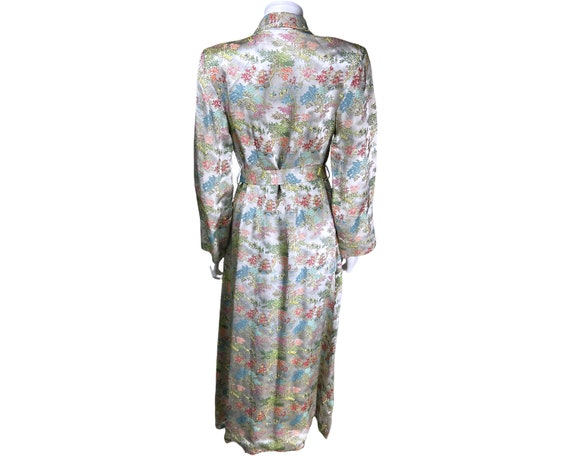 Vintage 1940s Dressing Gown Woven Satin Asian Mot… - image 2