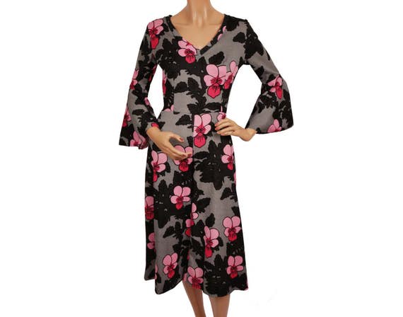 Vintage 1970s Mod Floral Print Culotte Dress - Al