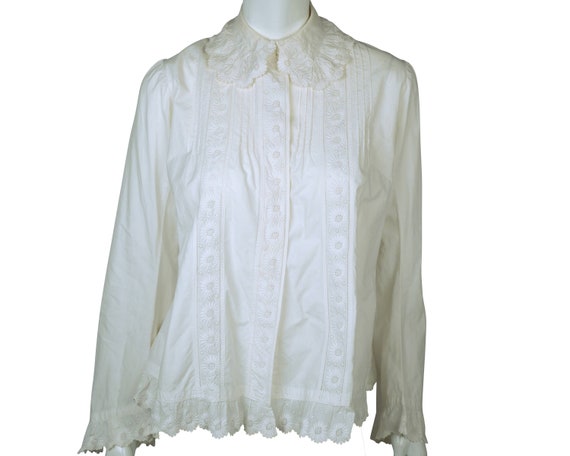 Antique Victorian Blouse Combing Jacket White Cot… - image 1