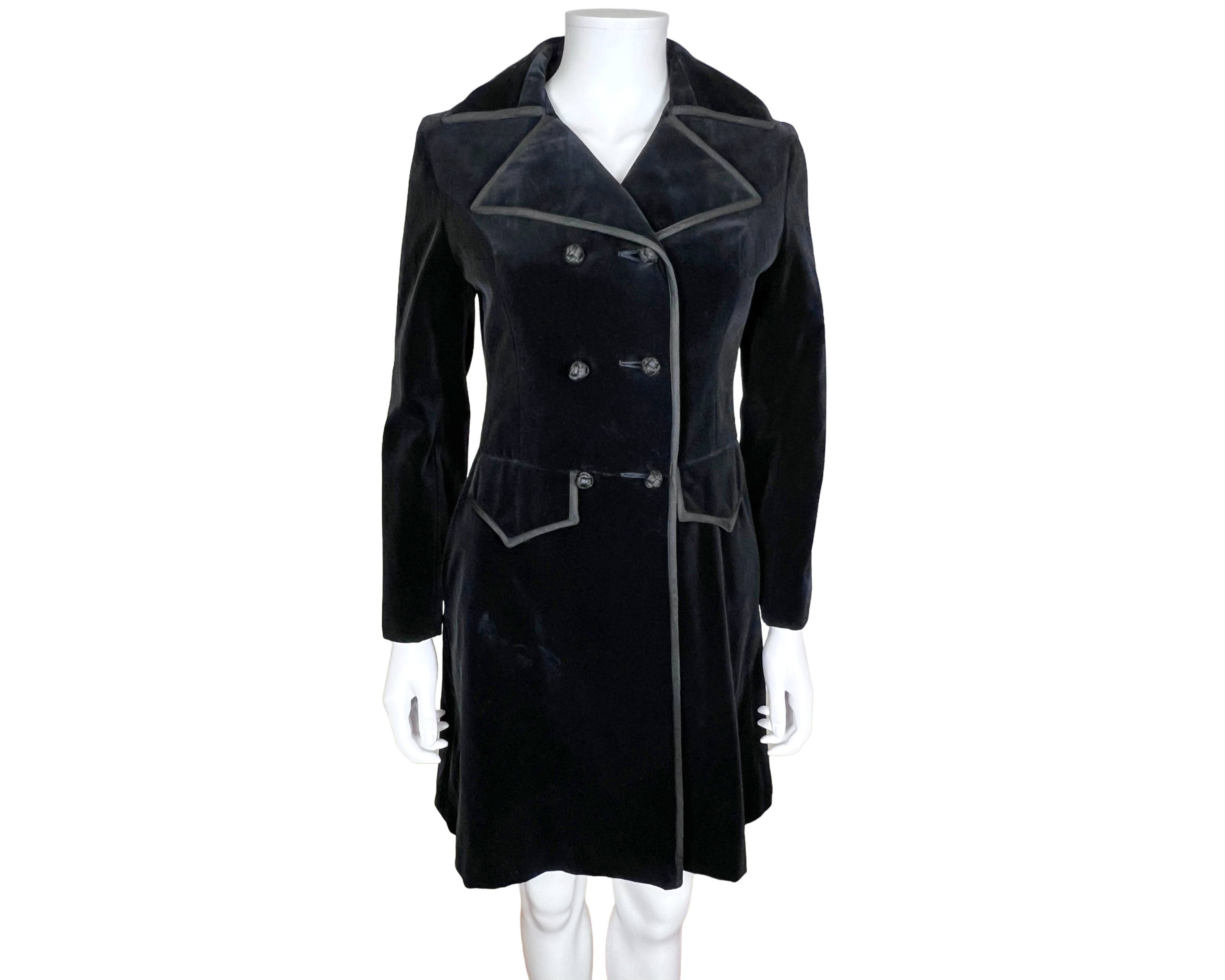 Ladies black velvet coat sales
