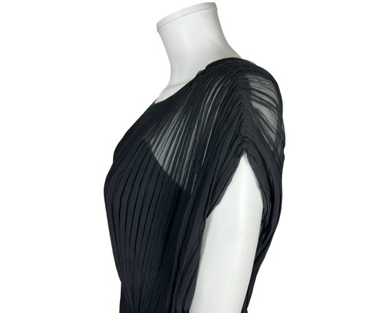 Vintage 1960s Cocktail Dress Pleated Black Silk C… - image 6