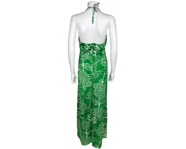 Vintage 1970s Halter Maxi Dress Tropical Print Beatrice Pines Montreal Size 14 VFG image 2