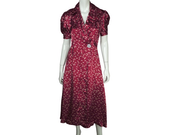 Vintage 1930s Satin Dressing Gown Womens Robe Size