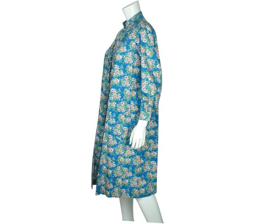 Vintage 1950s Floral Cotton Duster House Dress Si… - image 2