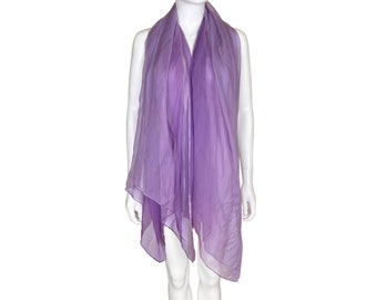 Vintage Ombre Violet Seide Chiffon Tuch Schal Wrap Langes Rechteck