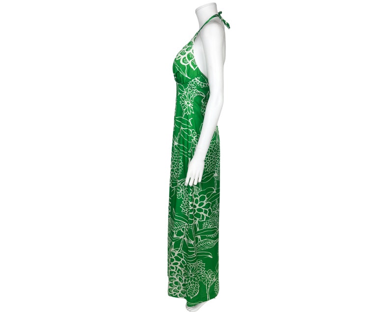 Vintage 1970s Halter Maxi Dress Tropical Print Beatrice Pines Montreal Size 14 VFG image 3