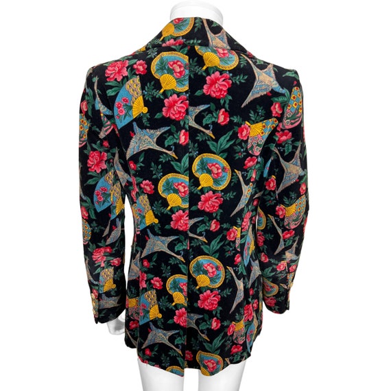 Vintage French 1970s Printed Velvet Jacket Ladies… - image 2