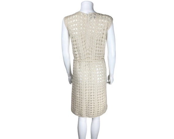 Vintage 1960s Crochet Knit Dress by Aristo Cream … - image 3