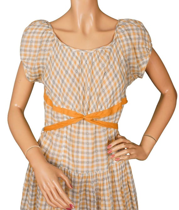 Vintage 1930s Gingham Cotton Dress, Country Girl … - image 4