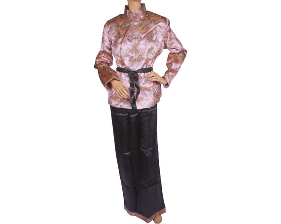 Vintage 1940s Hostess Pyjamas NOS Asian Pattern Lo