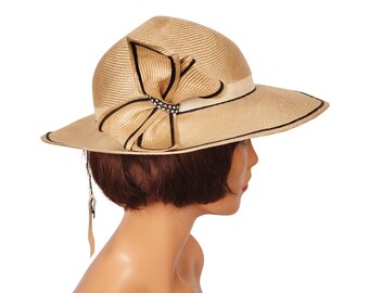 Sombrero de paja vintage de los años 80 de Andre, talla S para mujer, sin usar - VFG