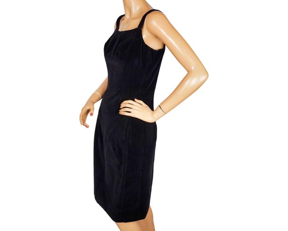 Vintage 1960s LBD Black Velvet Cocktail Dress Mar… - image 2