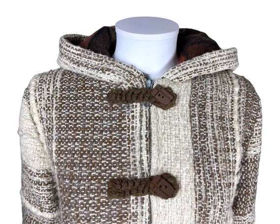 Vintage 1970s Wool Jacket with Hood Hand Loomed E… - image 6