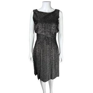 Vintage 1960s Black and Silver Lurex Dress by Rappi Size M - VFG