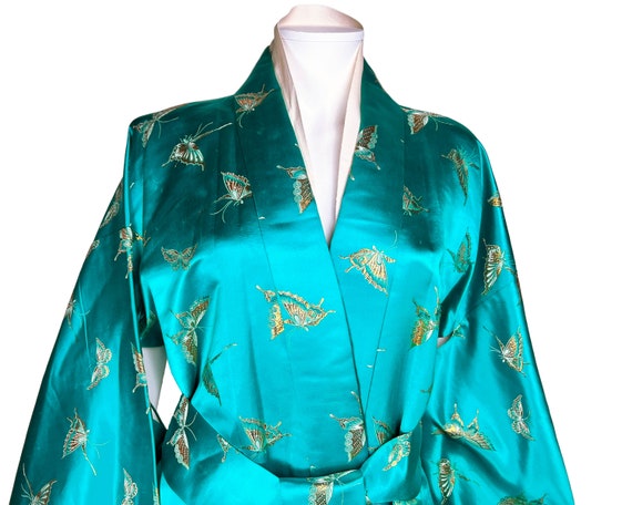 Vintage Silk Kimono Style Dressing Gown Lounging … - image 4