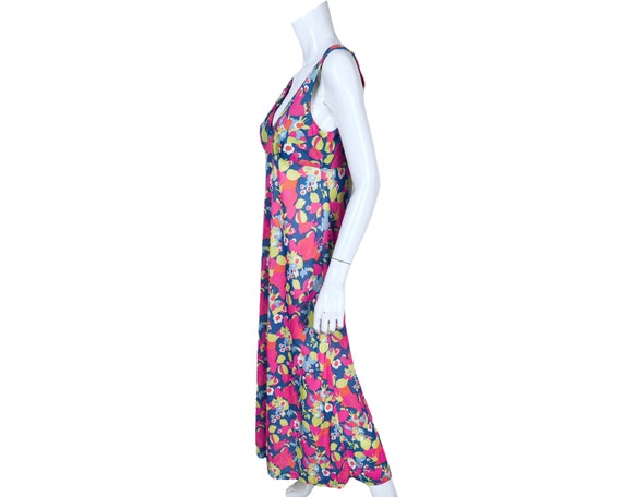 Vintage 1970s Mod Floral Print Nightie Bright Col… - image 2