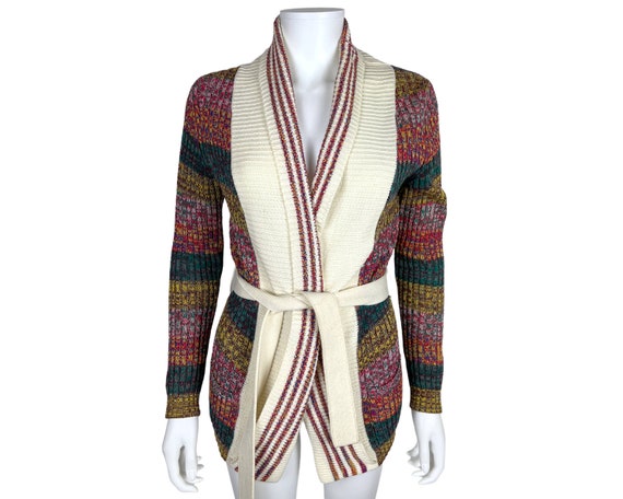 Vintage 1970s Cardigan Sweater Acrylic Knit Size … - image 1