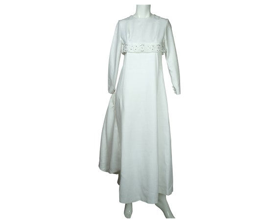 Vintage 1960s Modernistic Wedding Dress with Trai… - image 5