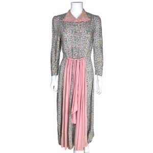 Vintage 1930s Ladies Dressing Gown Printed Cotton Robe Sz M - VFG