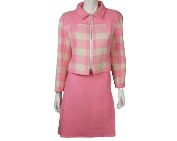 1980s Vintage Courreges Suit Skirt & Jacket Pink … - image 1