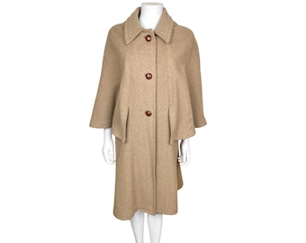 Vintage 1960s Cape Coat Camel Coloured Wool Size M