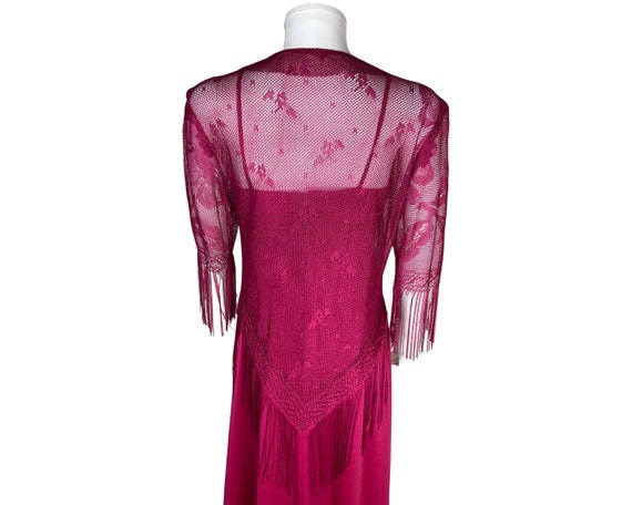 Vintage 1970s Pink Polyester Dress with Lace Jack… - image 9