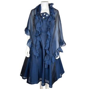 Vintage 1950s Party Dress w Spaghetti Straps and Organza Shawl - VFG