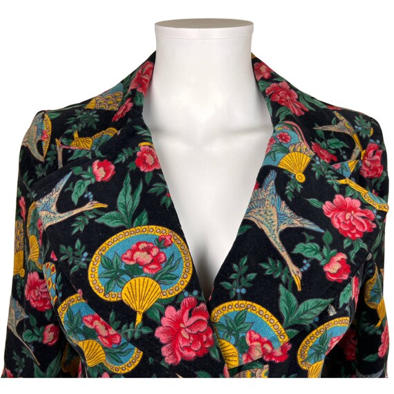 Vintage French 1970s Printed Velvet Jacket Ladies… - image 5