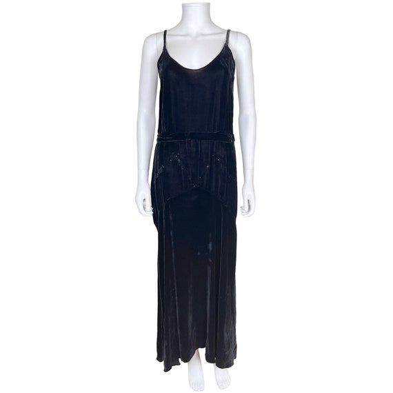 Vintage 1930s Black Velvet Dress with Jacket w Pe… - image 2