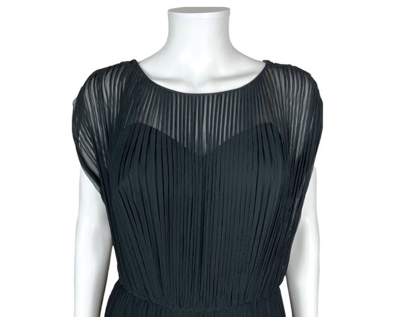 Vintage 1960s Cocktail Dress Pleated Black Silk C… - image 5