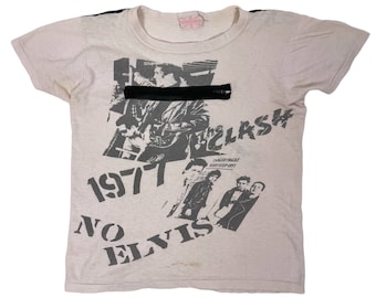 Original Vintage Punk Rock T-Shirt The Clash 1977 No Elvis w Zippers authentisch