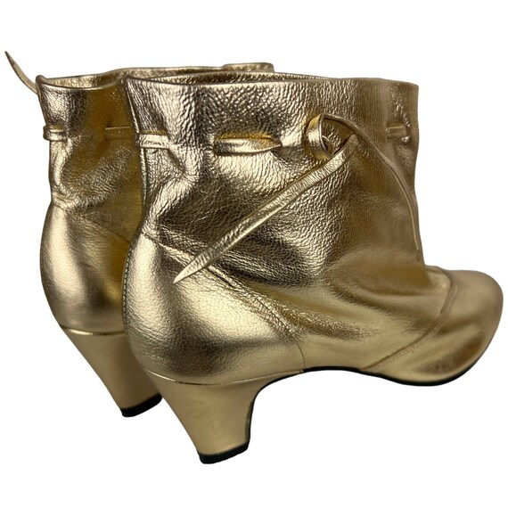 Vintage Unused 1960s Ankle Boots Gold Leather Boo… - image 5